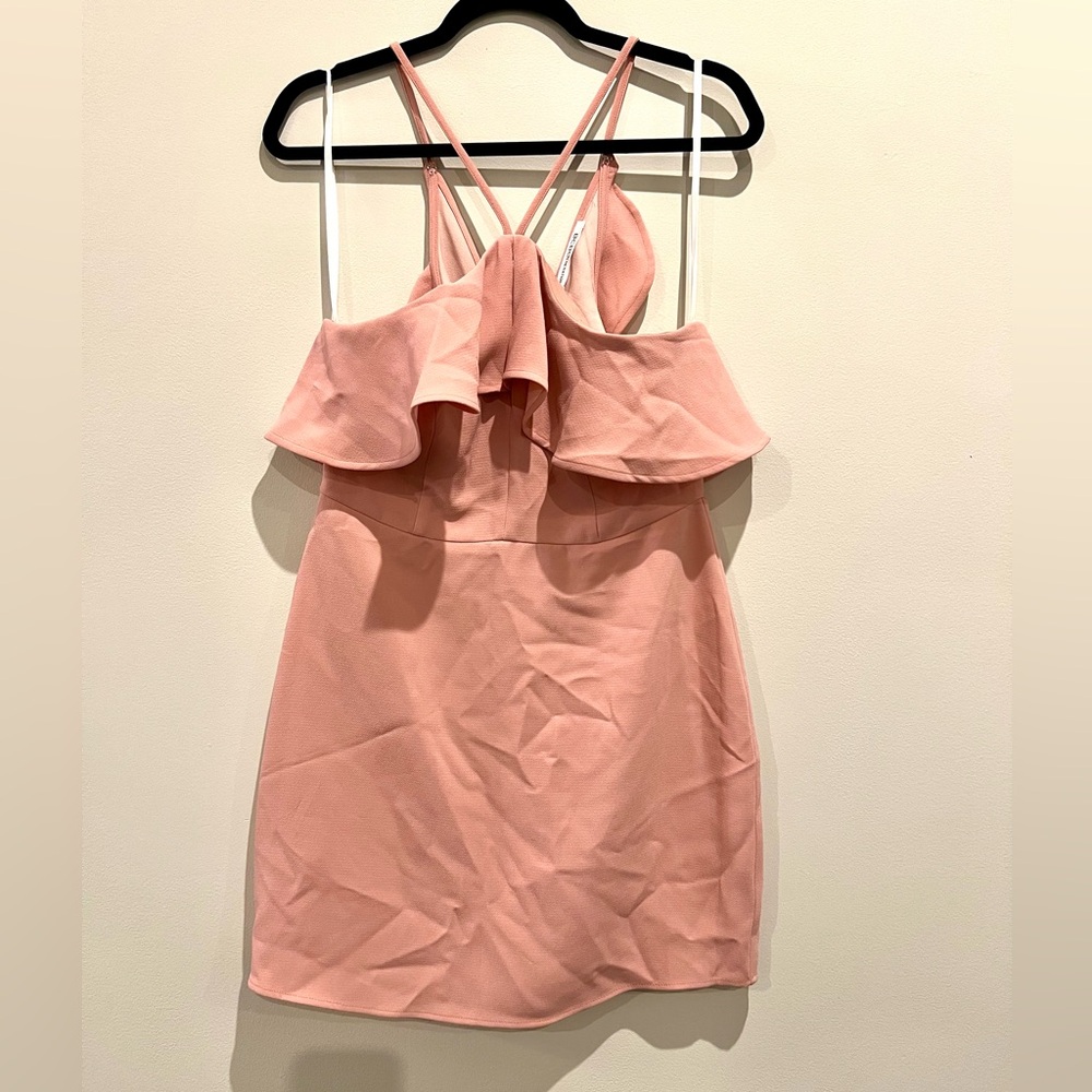 BCBG Generations NEW Light Pink Strappy Short Dress With Ruffle Size 10